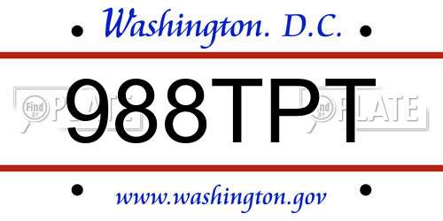 988TPT District Of Columbia License Plate