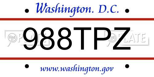 988TPZ District Of Columbia License Plate