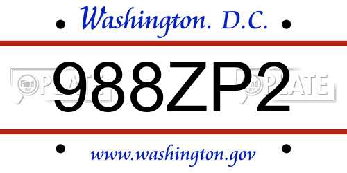 988ZP2 District Of Columbia License Plate