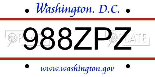 988ZPZ District Of Columbia License Plate