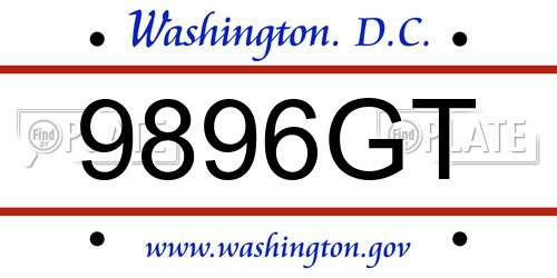 9896GT District Of Columbia License Plate