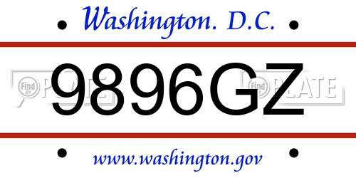 9896GZ District Of Columbia License Plate