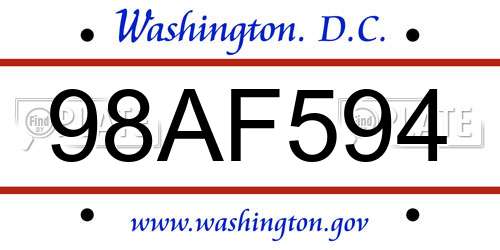 98AF594 District Of Columbia License Plate