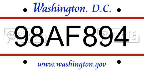 98AF894 District Of Columbia License Plate