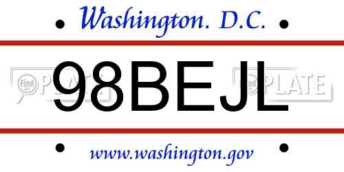 98BEJL District Of Columbia License Plate