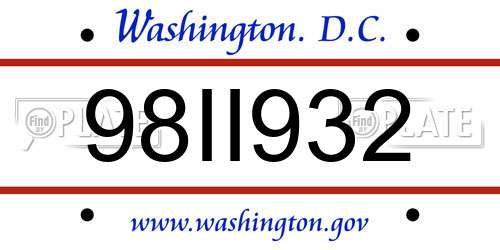 98II932 District Of Columbia License Plate