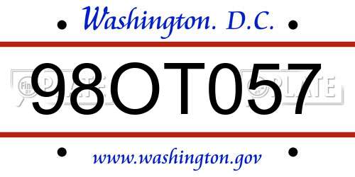 98OT057 District Of Columbia License Plate