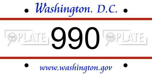 990 District Of Columbia License Plate