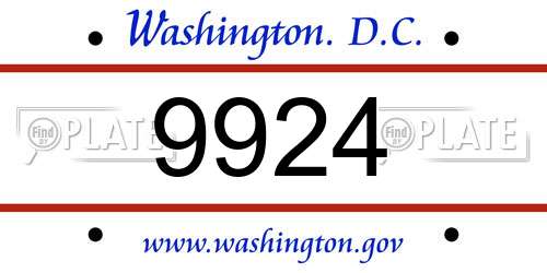 9924 District Of Columbia License Plate