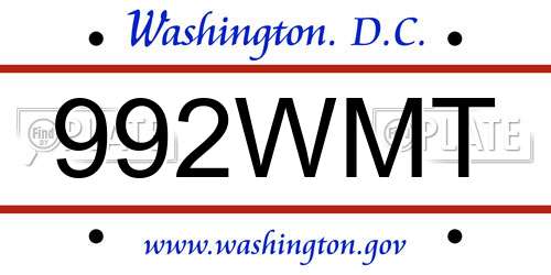 992WMT District Of Columbia License Plate