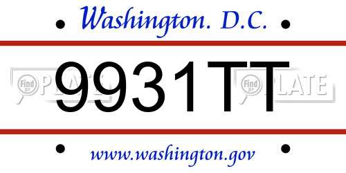 9931TT District Of Columbia License Plate