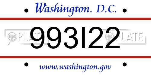 993I22 District Of Columbia License Plate