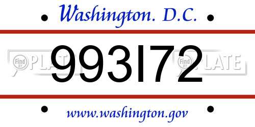 993I72 District Of Columbia License Plate