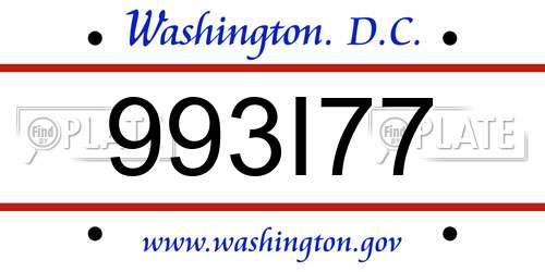 993I77 District Of Columbia License Plate
