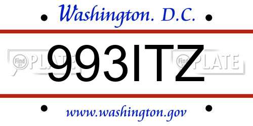 993ITZ District Of Columbia License Plate