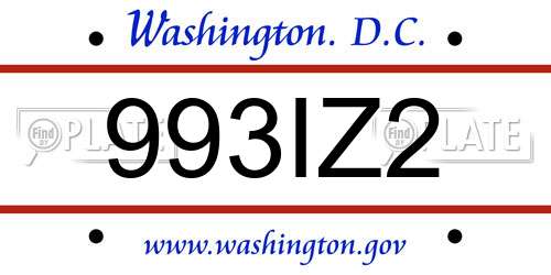993IZ2 District Of Columbia License Plate
