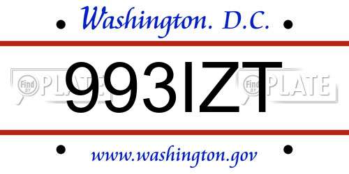 993IZT District Of Columbia License Plate