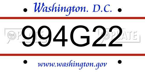994G22 District Of Columbia License Plate