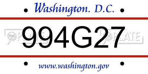 994G27 District Of Columbia License Plate