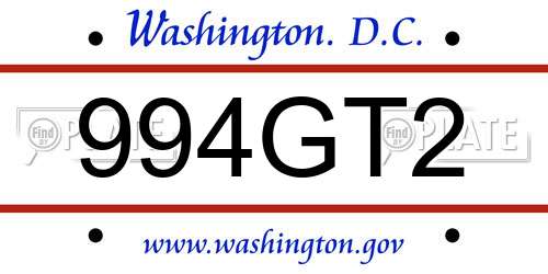 994GT2 District Of Columbia License Plate