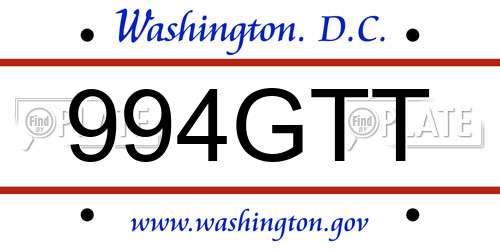 994GTT District Of Columbia License Plate