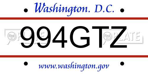 994GTZ District Of Columbia License Plate
