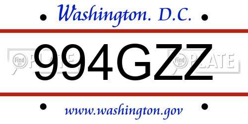 994GZZ District Of Columbia License Plate