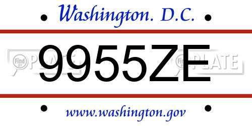 9955ZE District Of Columbia License Plate