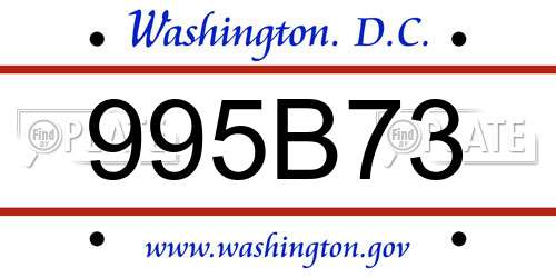 995B73 District Of Columbia License Plate