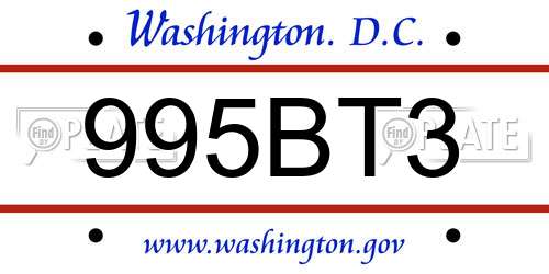 995BT3 District Of Columbia License Plate