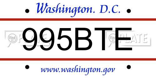 995BTE District Of Columbia License Plate