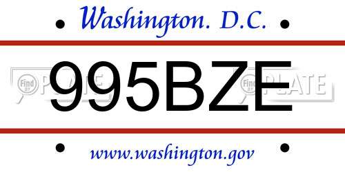 995BZE District Of Columbia License Plate
