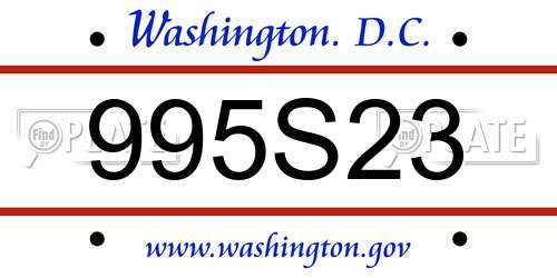 995S23 District Of Columbia License Plate
