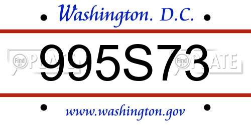 995S73 District Of Columbia License Plate
