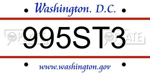 995ST3 District Of Columbia License Plate