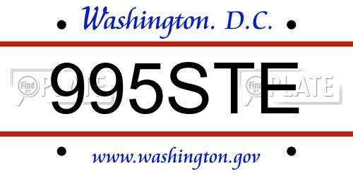 995STE District Of Columbia License Plate