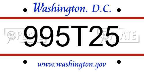 995T25 District Of Columbia License Plate