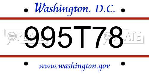 995T78 District Of Columbia License Plate