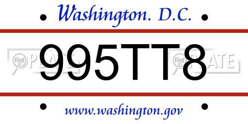995TT8 District Of Columbia License Plate