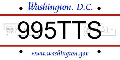 995TTS District Of Columbia License Plate