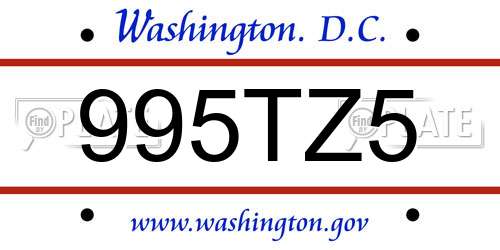 995TZ5 District Of Columbia License Plate