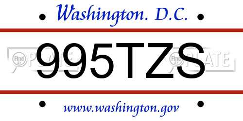 995TZS District Of Columbia License Plate