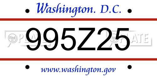 995Z25 District Of Columbia License Plate