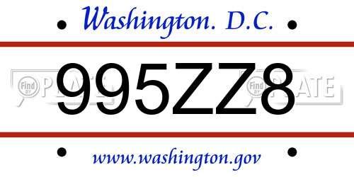 995ZZ8 District Of Columbia License Plate