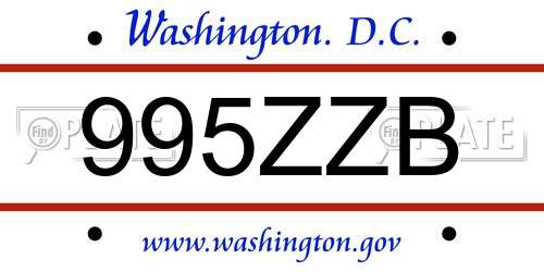 995ZZB District Of Columbia License Plate