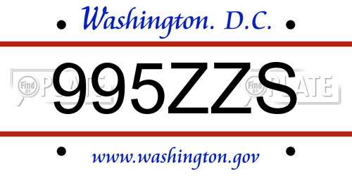 995ZZS District Of Columbia License Plate