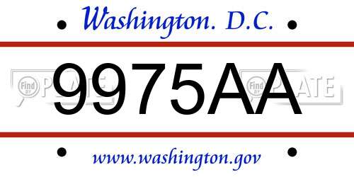 9975AA District Of Columbia License Plate