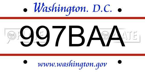 997BAA District Of Columbia License Plate