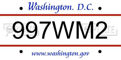 997WM2 District Of Columbia License Plate