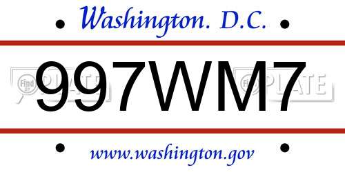 997WM7 District Of Columbia License Plate
